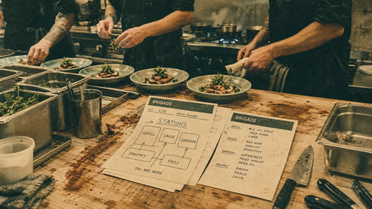 Brigade de cuisine en cuisine professionnelle, hiérarchie et postes