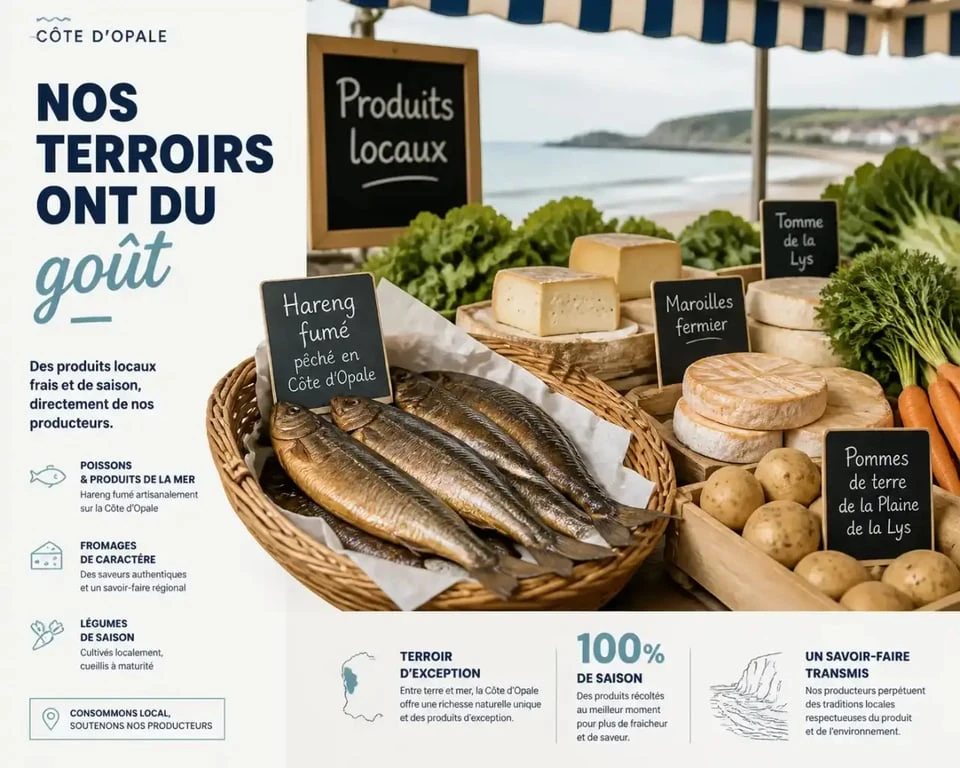 Marché de la Côte d'Opale avec produits locaux et spécialités régionales