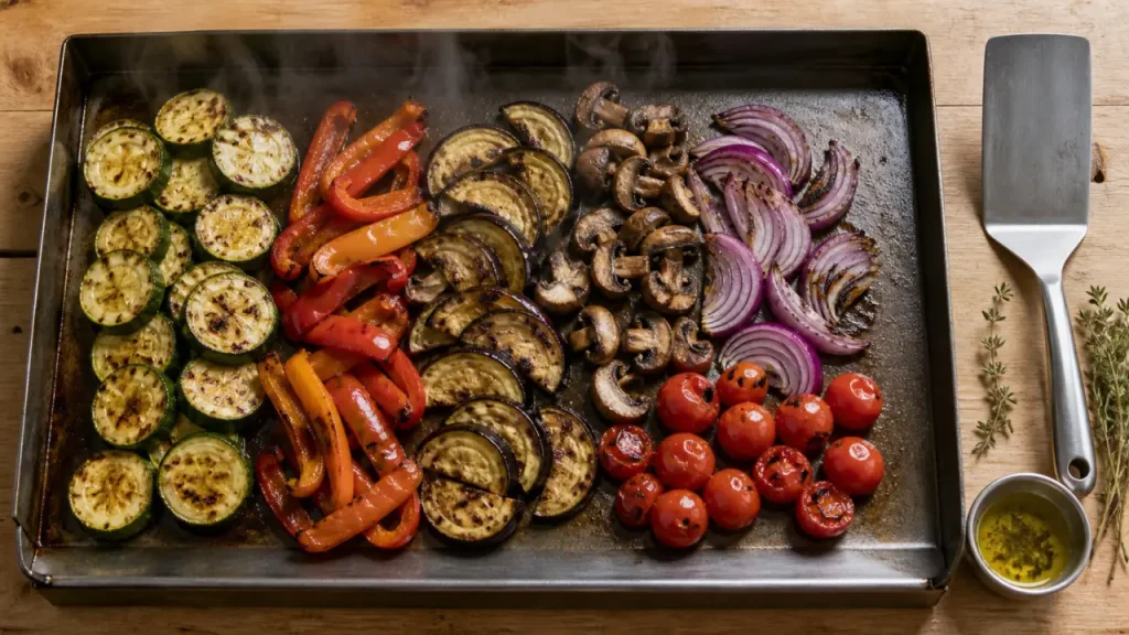 Légumes à la plancha : 200°C, découpe régulière et ordre de cuisson pour les réussir
