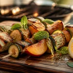 Que faire au barbecue pour changer : halloumi grillé, courgettes et pêche caramélisée