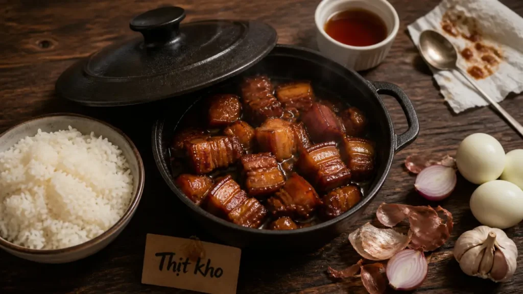 Porc au caramel vietnamien : caramel ambré, nuoc mam et viande fondante