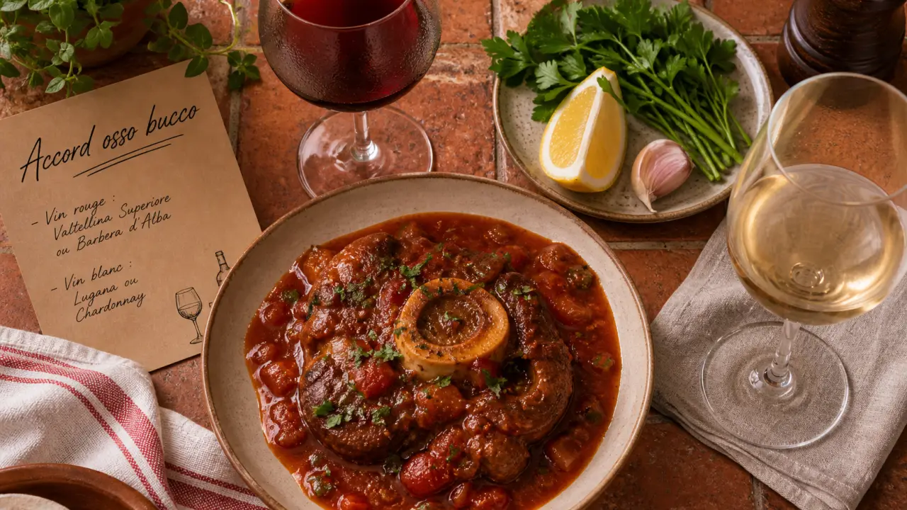 Vin osso bucco rouge souple ou blanc structuré, osso bucco à la tomate