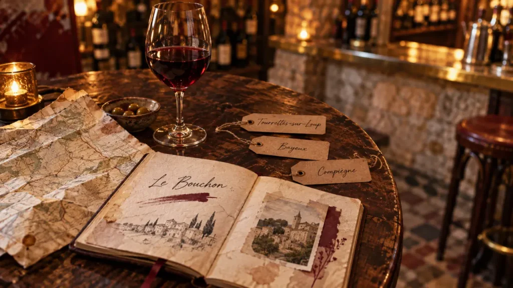 Bistrot Le Bouchon : vérifiez la ville avant de réserver à Tourrettes-sur-Loup, Bayeux ou Compiègne