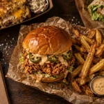 Dogma street food Paris : fried chicken burger et frites