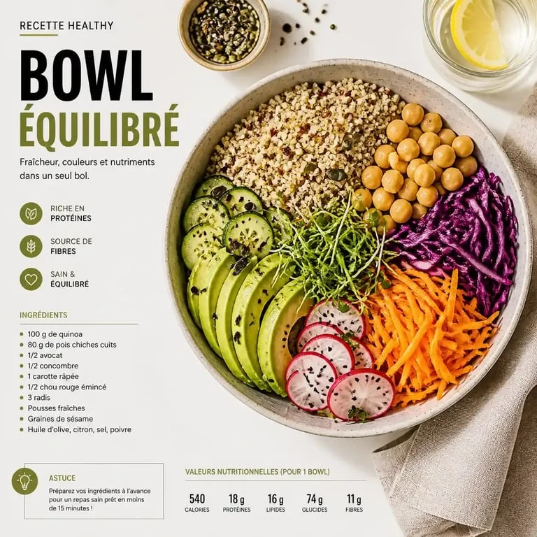 Recettes healthy faciles : un bowl complet et équilibré pour le déjeuner