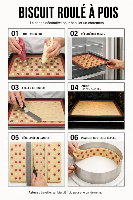Étapes de réalisation d'une decoration entremets à pois