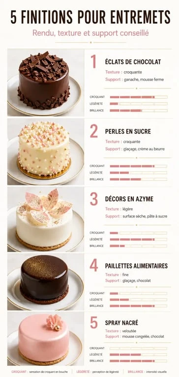 Infographie sur les types de decoration entremets et leur rendu