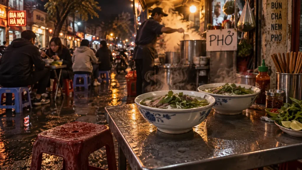Food street vietnam : bols de phở au trottoir