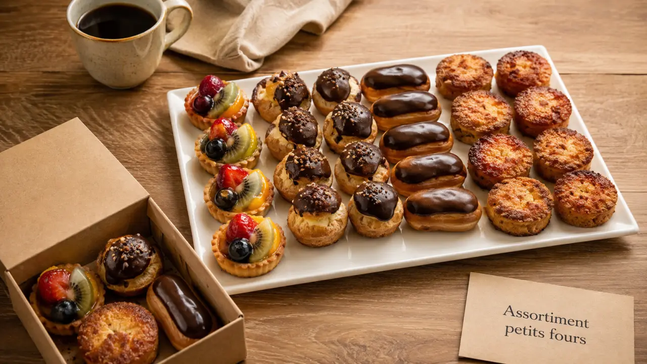 Petits fours patisserie : assortiment équilibré de mini pâtisseries