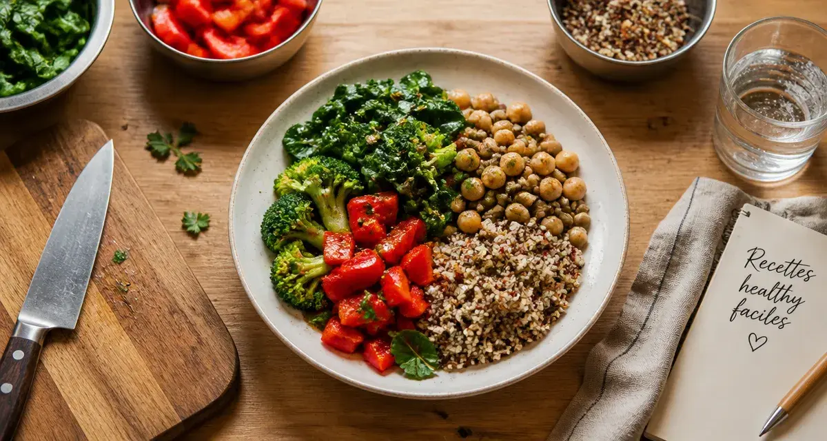 Recettes healthy faciles : bowl légumes quinoa et pois chiches