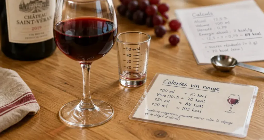 Un verre de vin rouge compte environ 90 kcal, mais le volume change tout